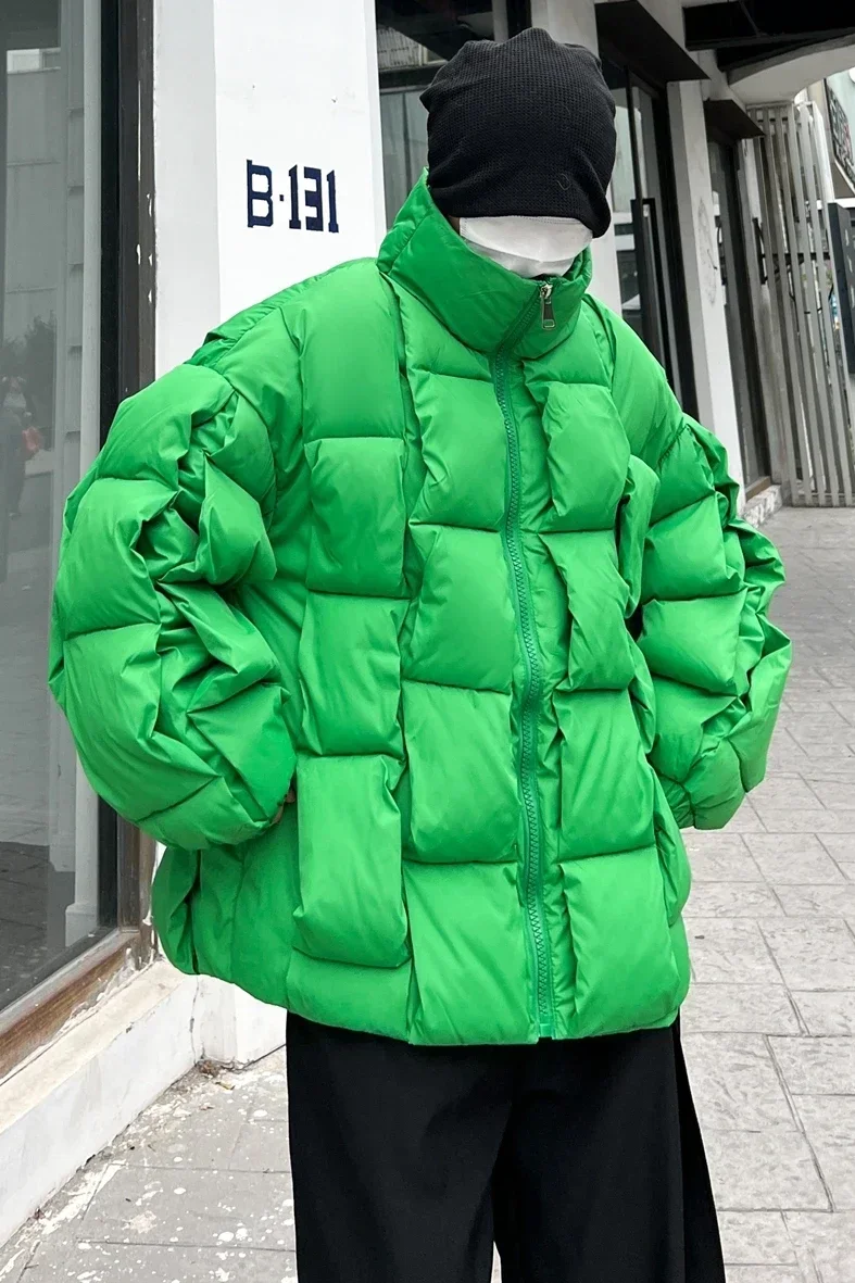 Korean Fashion Thick Winter Jacket Men Parkas Jacket Outwear Coats Solid Stand Collar Windbreaker Cotton Padded