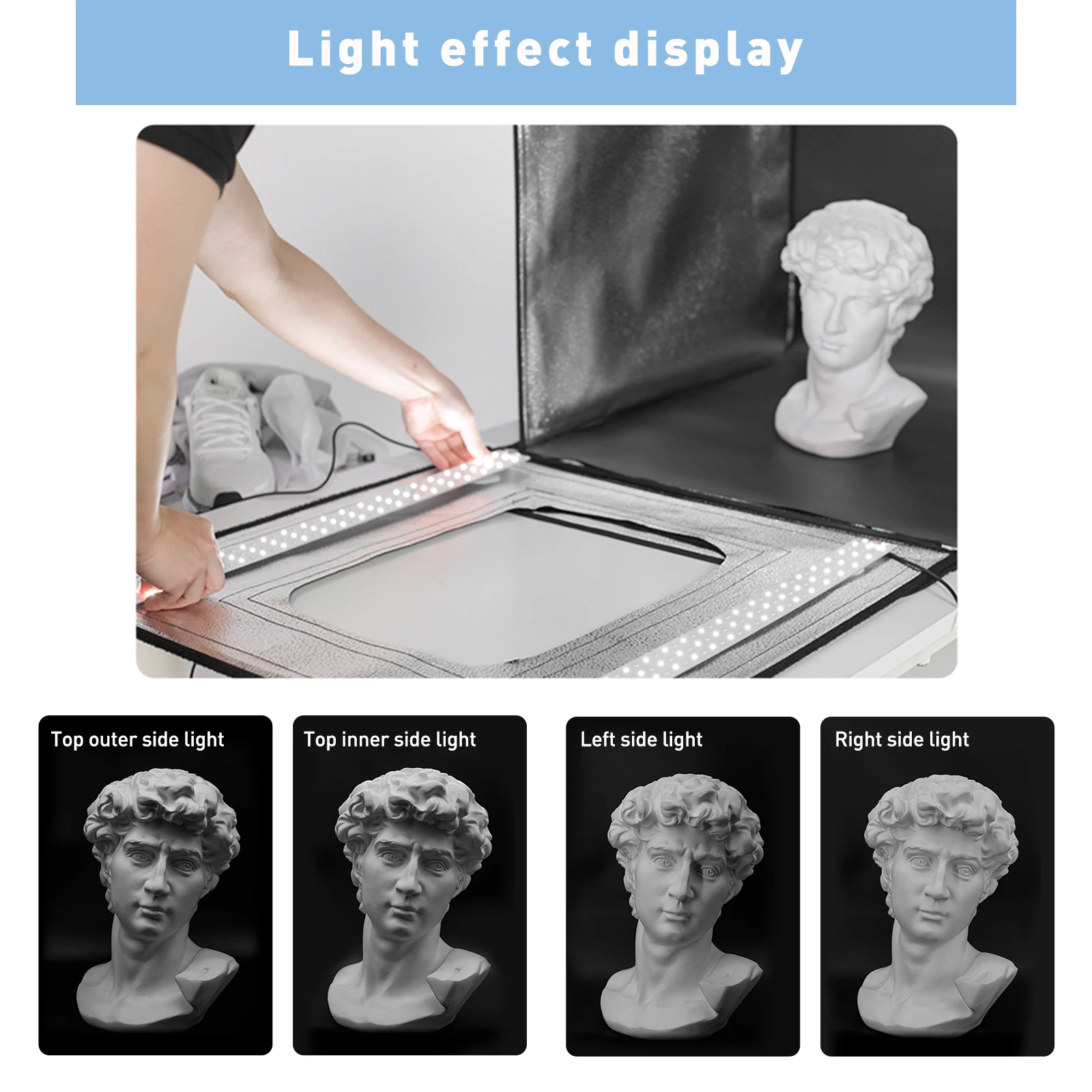 LAPGOOD Folding Photo Studio Light Box Portable Shooting Tent Kit LED Light for Cemmercial Photography Jewelry Product Shooting