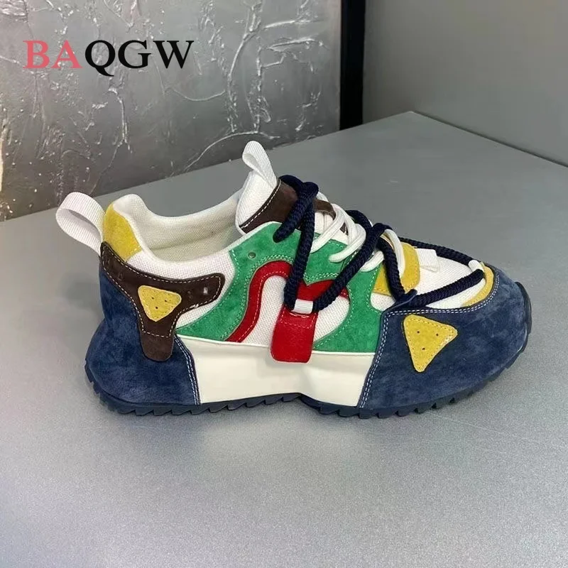 Designer Chunky Sneaker für Herren Cover Bottom Board Mode Lässig Leder Atmungsaktiv Erhöhte Interne Plateauschuhe_voghion.com