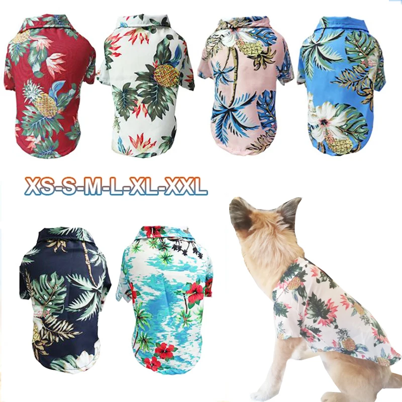 PetHawaiianShirtDogShirtsClothesSummerBeachCampShirtVestPet