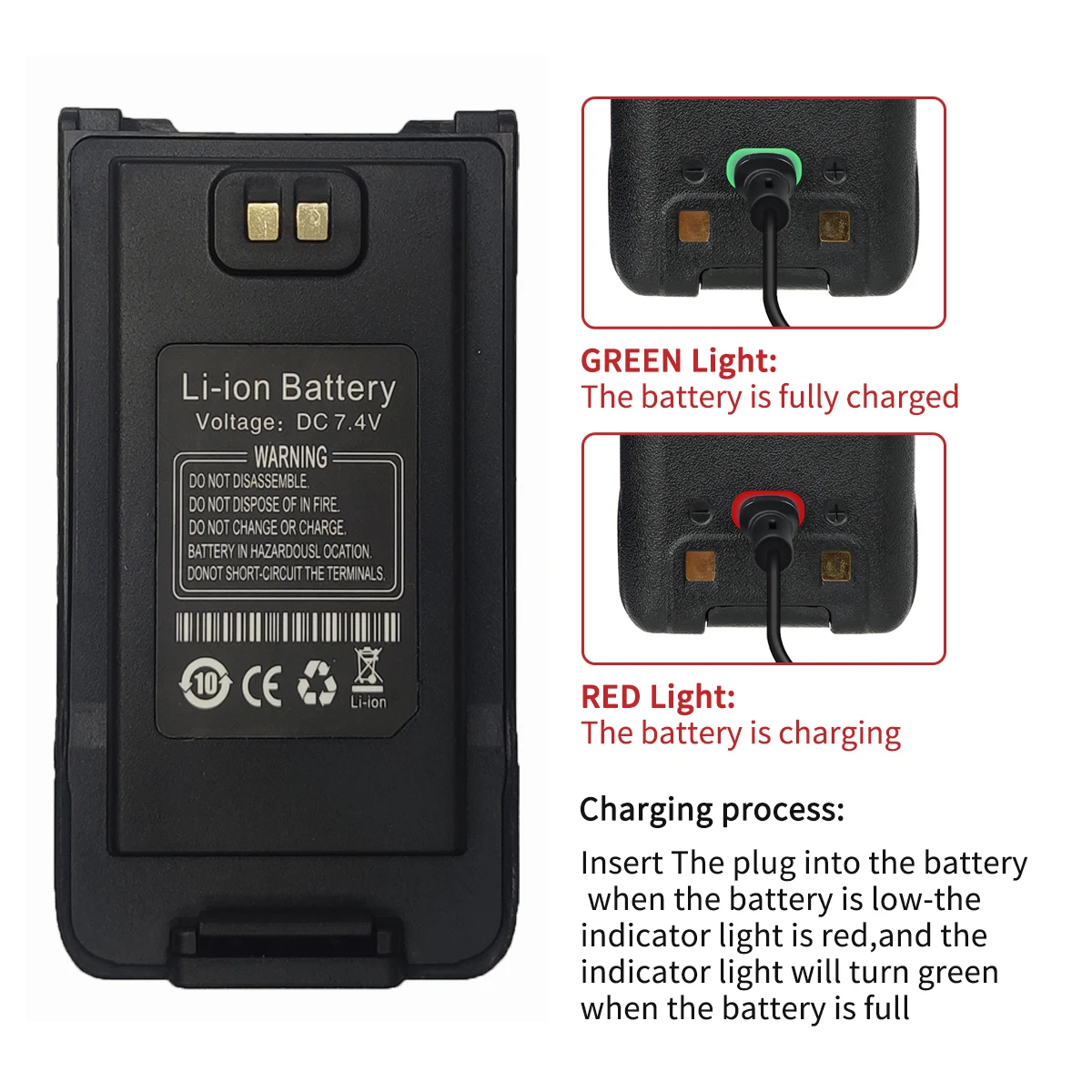 Baofeng Walkie Talkie UV-9RPlus Battery Type-C Enlarge Rechargable Battery With Type-C Charging For UV 9R Pro V1 UV9R PLUS Radio