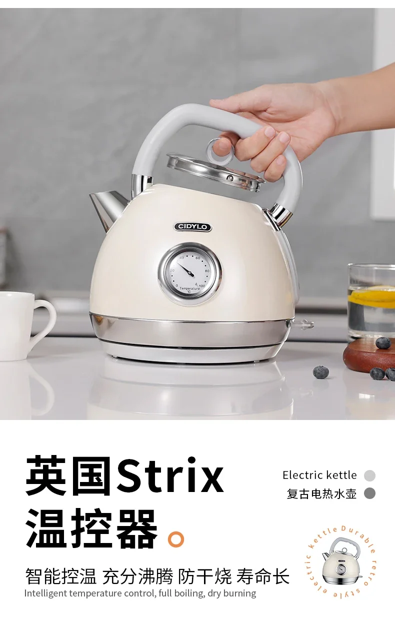 220V CiDylo Electric Kettle, Retro Boiling Sphere with Thermal Insulated Material, Automatic Power-Off, 304 Stainless Steel