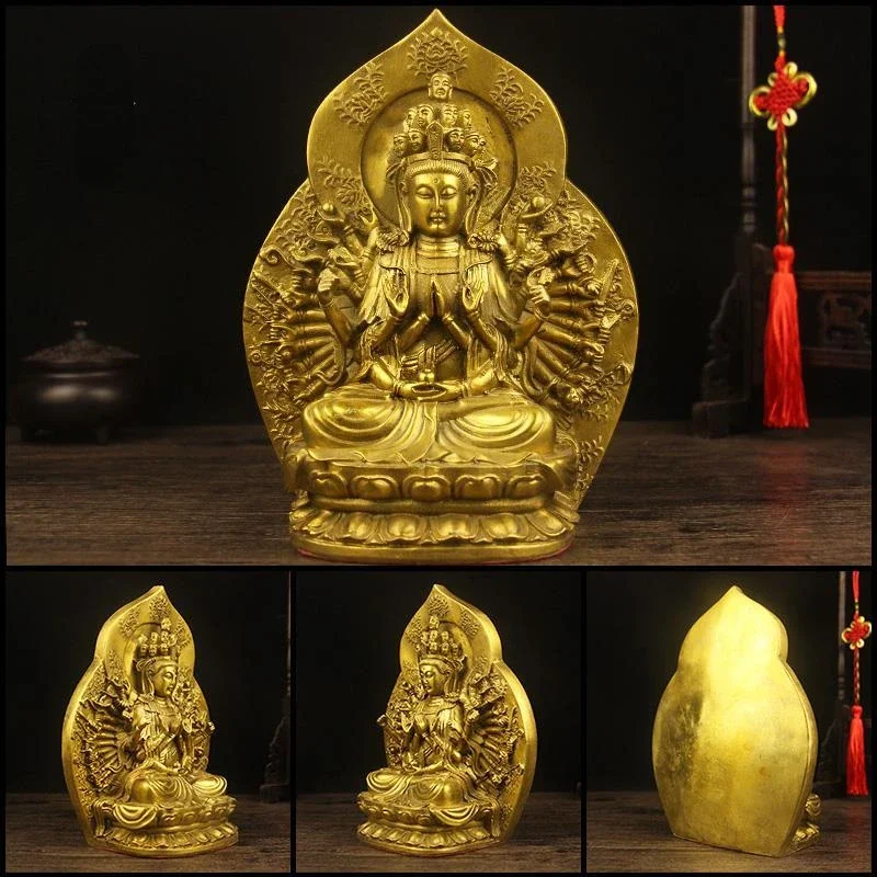 

Pure Copper Thousand Hands Pendant Guanyin Buddha Statue God Buddha Offering Home Living Decoration