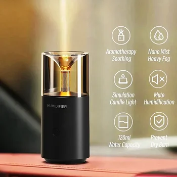 Candlelight Aroma Diffuser USB Electric Ultrasonic Mist Maker Air Humidifier for Home Car Mini Fragrance Essential Oil Diffuser 1