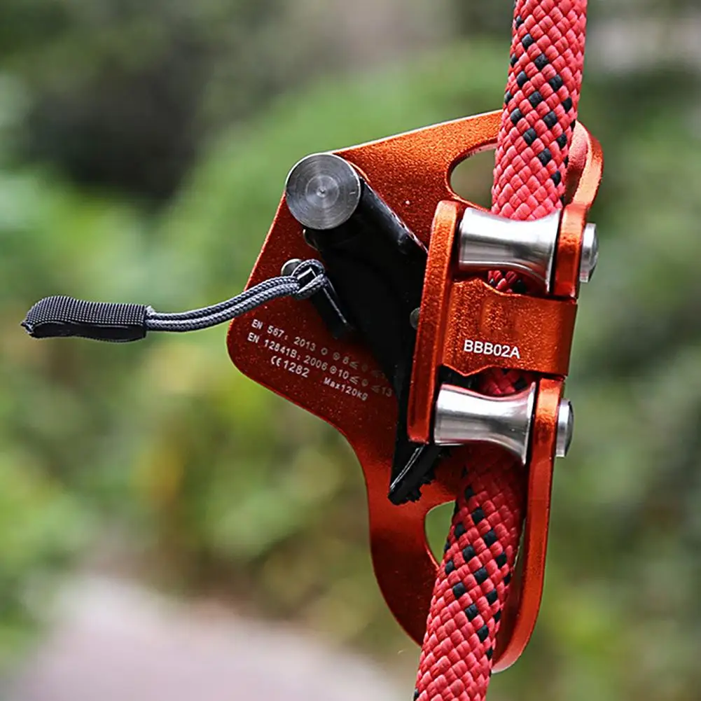 Ascender Da Arrampicata In Alluminio Aeronautico 7075 – Impugnatura Antiscivolo E Cricchetto Per Corda Fino A 13 Mm (Rosso)