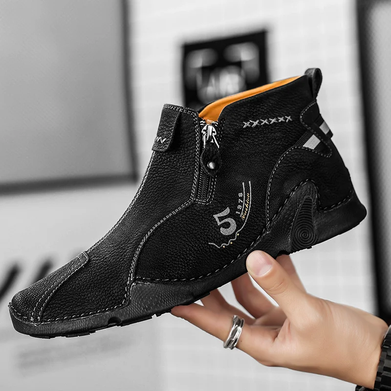 Men Chelsea Boots Winter Suede Ankle Boot British Style Leather Soft Sole Round Head Wedding men chelsea boots