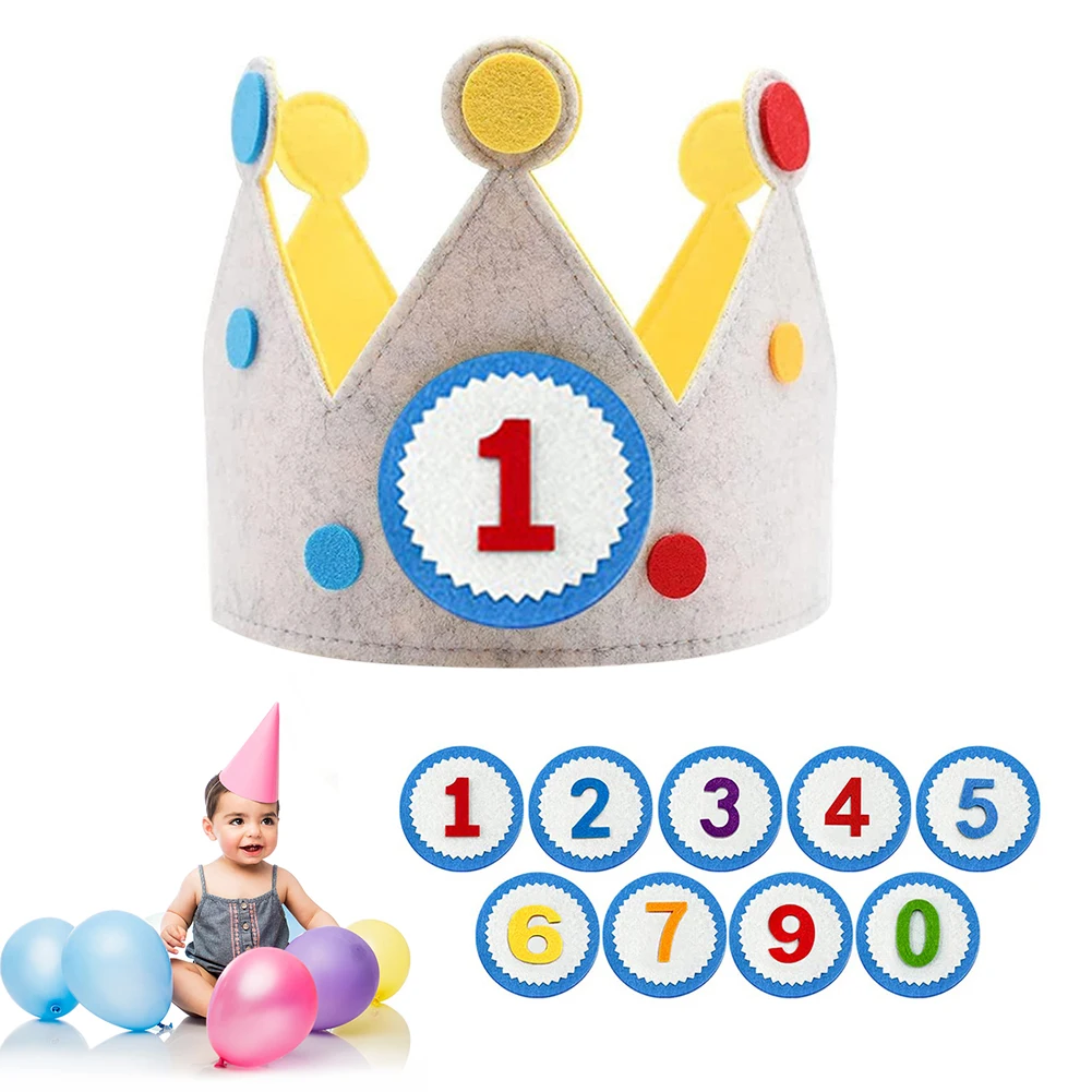 Handmade Birthday Party Hat Durable Creative Interchangeable Numbers Crown Children Day Gift for Girls Boys Birthday Party Decor