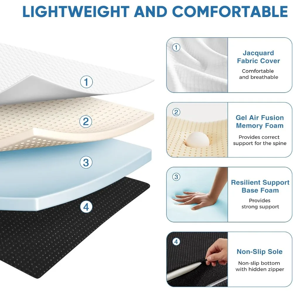 Tri-fold Memory Foam Mattress - 4 Inch Twin Size Portable Floor Bed,Foldable Mat for Kids and Adults,Collapsible&Washable Cover 3
