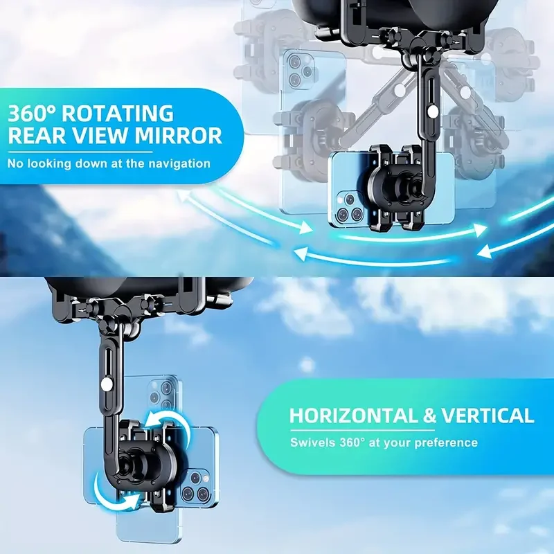Enhanced 360° Car Phone Holder - Flexible Rotating Mount with Telescopic Grip