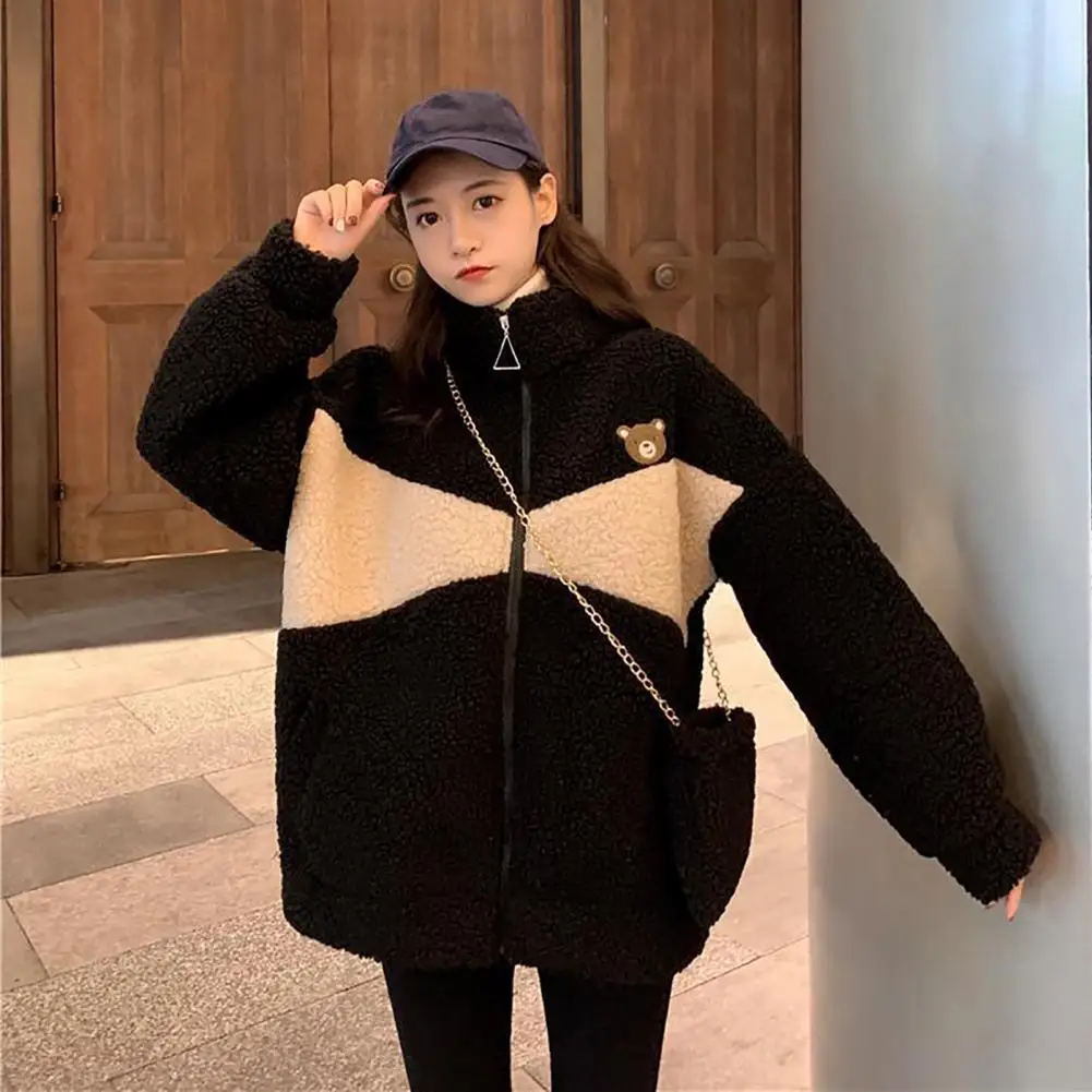

Women Winter Coat Stand Collar Lady Winter Coat Neck Protection Winter Coat Keep Warm Zipper Plush Thicken Lady Coat куртки