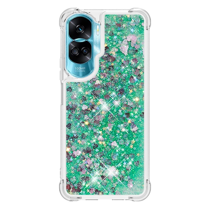 Custodia Honor 90 Glitter Trasparente – Cover In TPU Con Brillantini, Antiurto, Sottile E Resistente (Nera) - 3