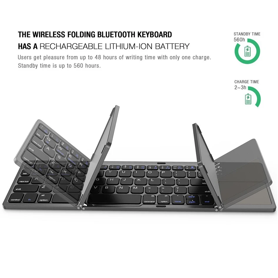 Portable Rechargeable Folding Wireless Bluetooth Keyboard,Universal Touchpad,Sui