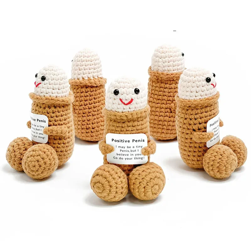 Mini Funny Penis Positive Handmade Crochet Encouragement Card Cheer Up Gifts Dick Toys Friends Party Boyfriend Room Decorate