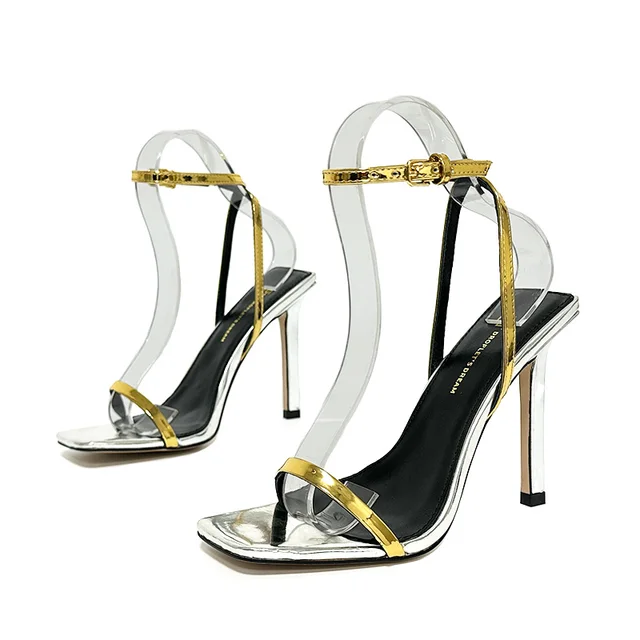 2024 Spring/Summer New Open Toe High Heel Sandals One line Buckle Leopard Pattern Fashion Sexy 10CM stiletto High Heel Sandals - Image 6