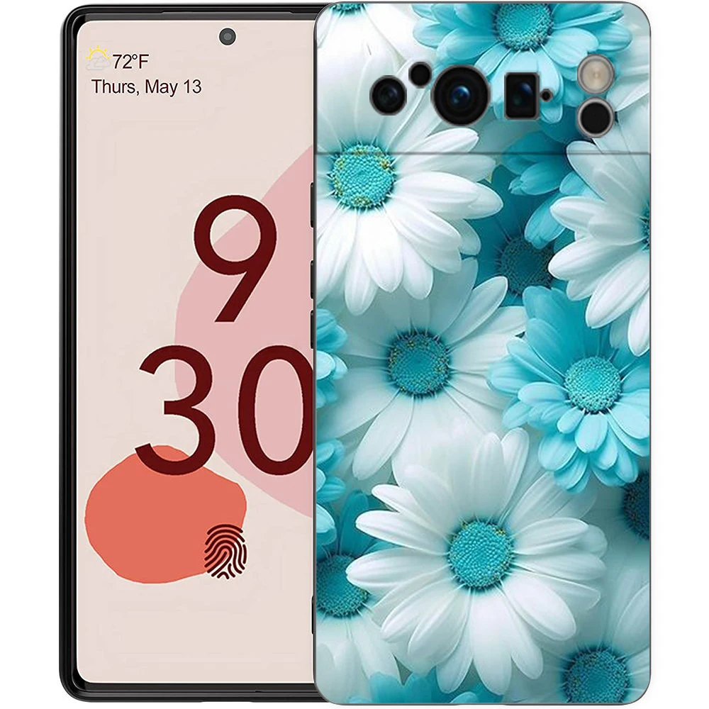 Elegant Floral & Leaf Design Shockproof Phone Case - Soft Silicone TPU Black Cover