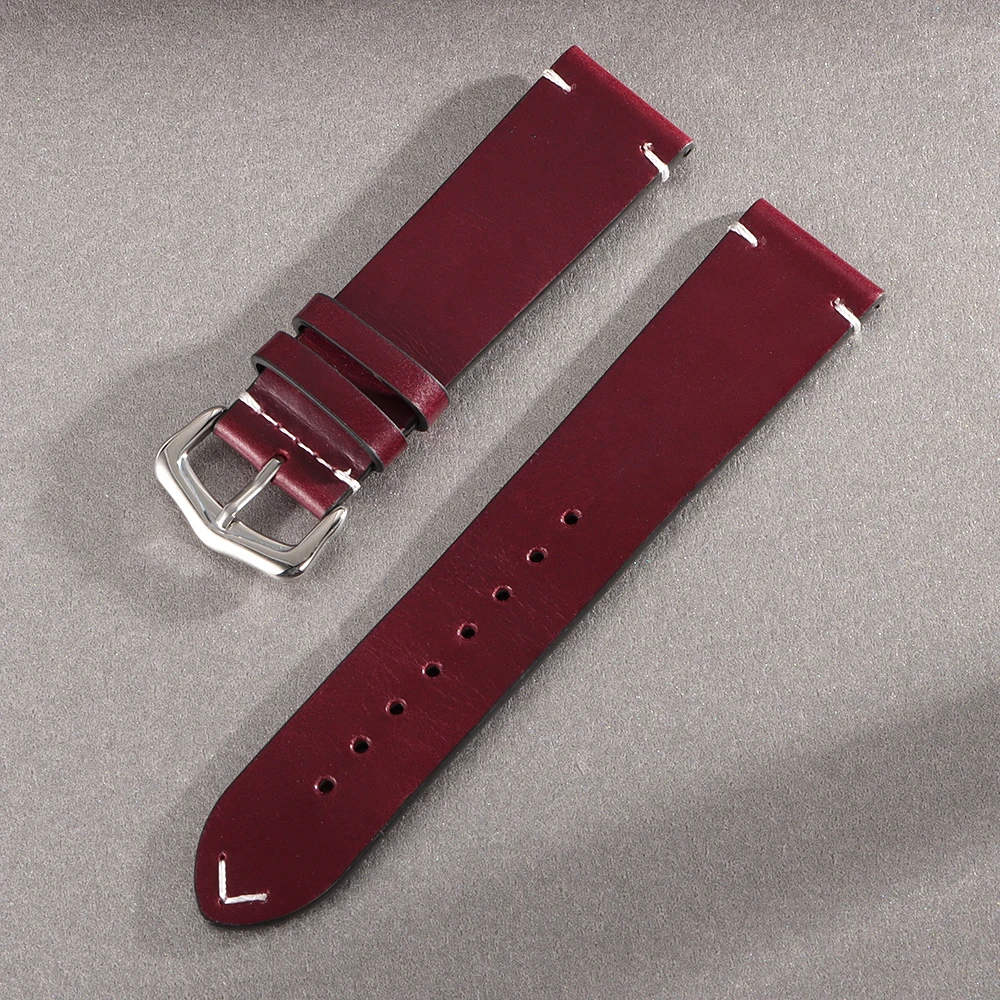 Vintage Retro Oil Wax Leather Watch Strap - Versatile Sizes and Unisex Design