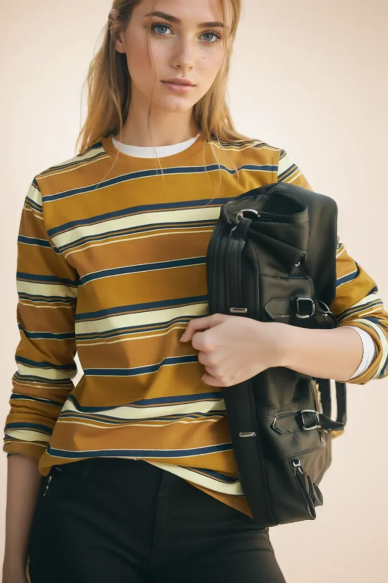 Polo Neck Cotton Crop Top Loose-Fit Chic Summer Pullover