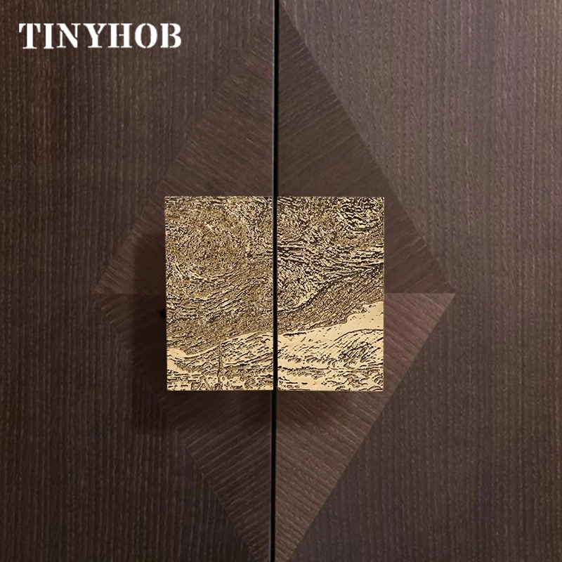 Starry Sky แฟลช/ทองเหลืองทองสี่เหลี่ยมผืนผ้าบรรเทาออกแบบตู้จับและลูกบิดลิ้นชักดึงห้องนอนตู้เสื้อผ้าฮาร์ดแวร์ 1