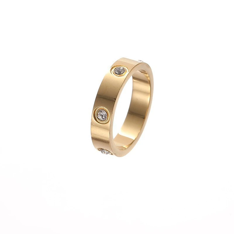 Luxury High Quality Zircon Titanium Steel Ring Korean Fashion Women's Stainless Steel Electroplated Ring Jewelry Party Gift