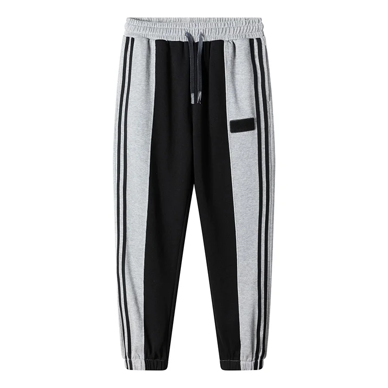 sweatpants Spring and Autumn Casual Pants Men's Striped Splicing Hong Kong Style Legging Pants Youth Running Sports Pants Cotton Sweatpants yoga harem pants Harem Pants