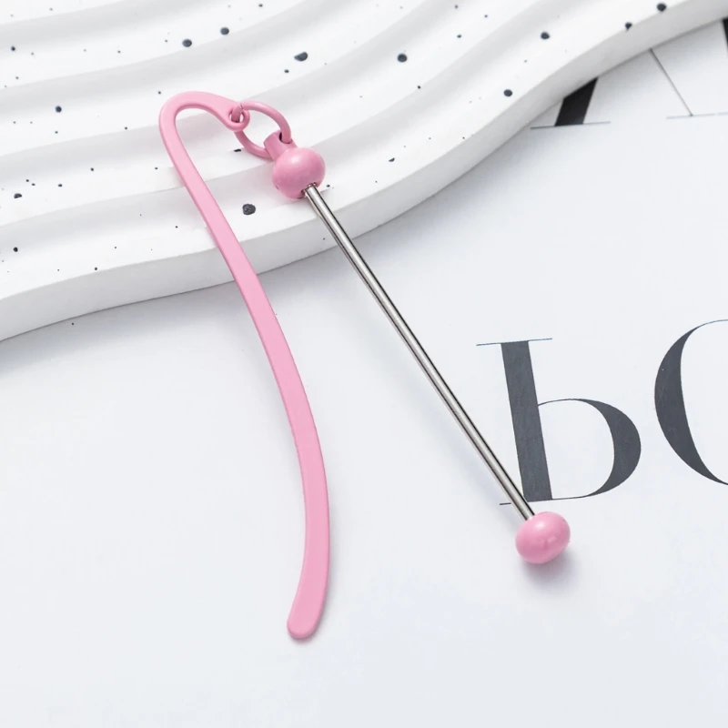 DIY Beadable Hook Bookmarks 긴 펜던트가있는 금속 책 마커 독서 액세서리 책 애호가 리더를위한 선물