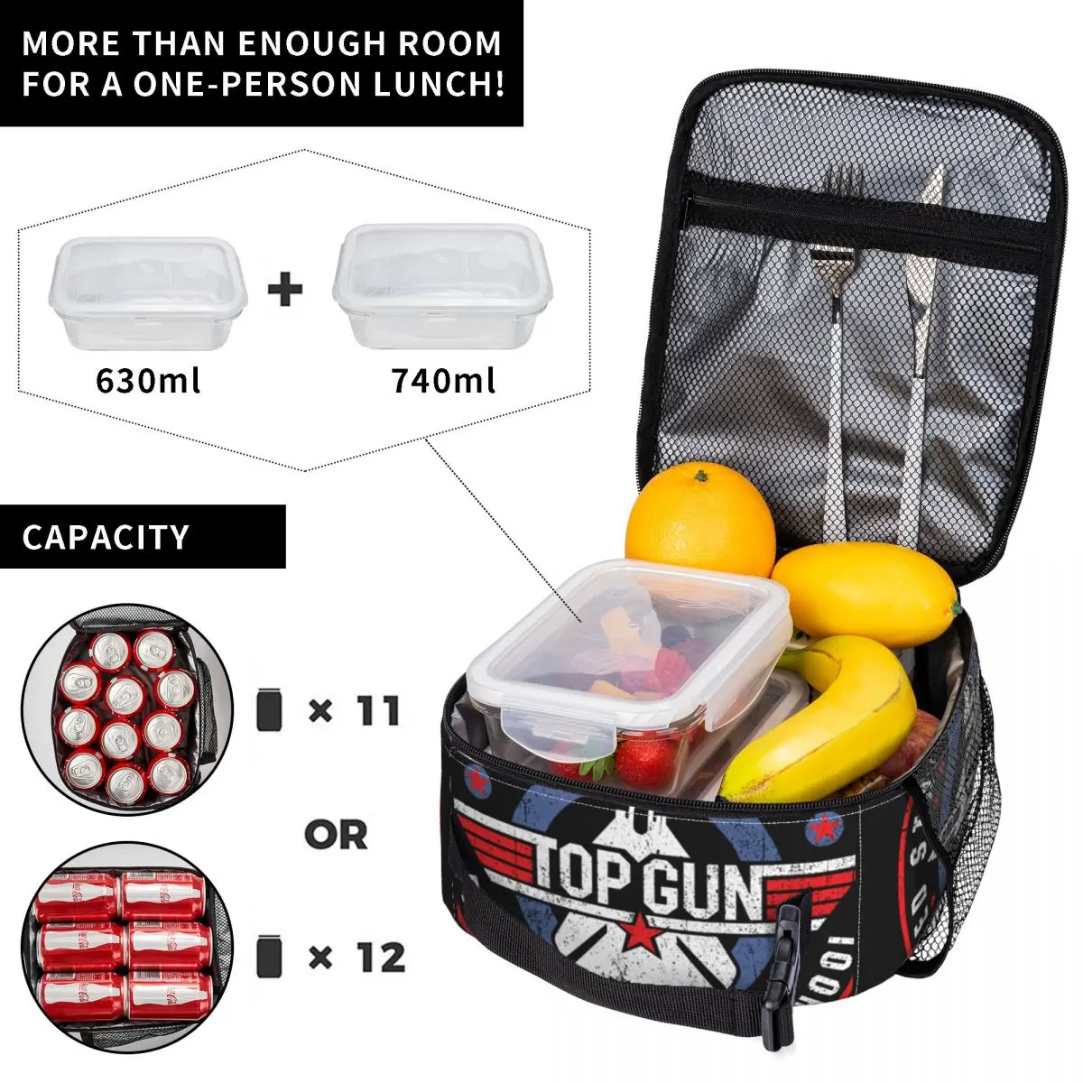 US Fighter Weapons School Worn Resuable Lunch Box Top Gun Maverick Thermal Cooler Food Insulated Lunch Bag School Children