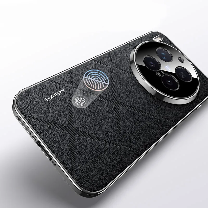 ELVEV Premium PU Leather Electroplated Camera Protection Phone Cover