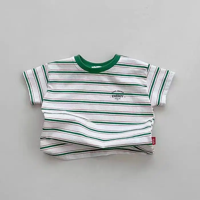 2025 Summer New Baby Short Sleeve T Shirts Cotton Infant Girl Casual Tee Simple Versatile Tops Toddler Boy Striped T Shirt