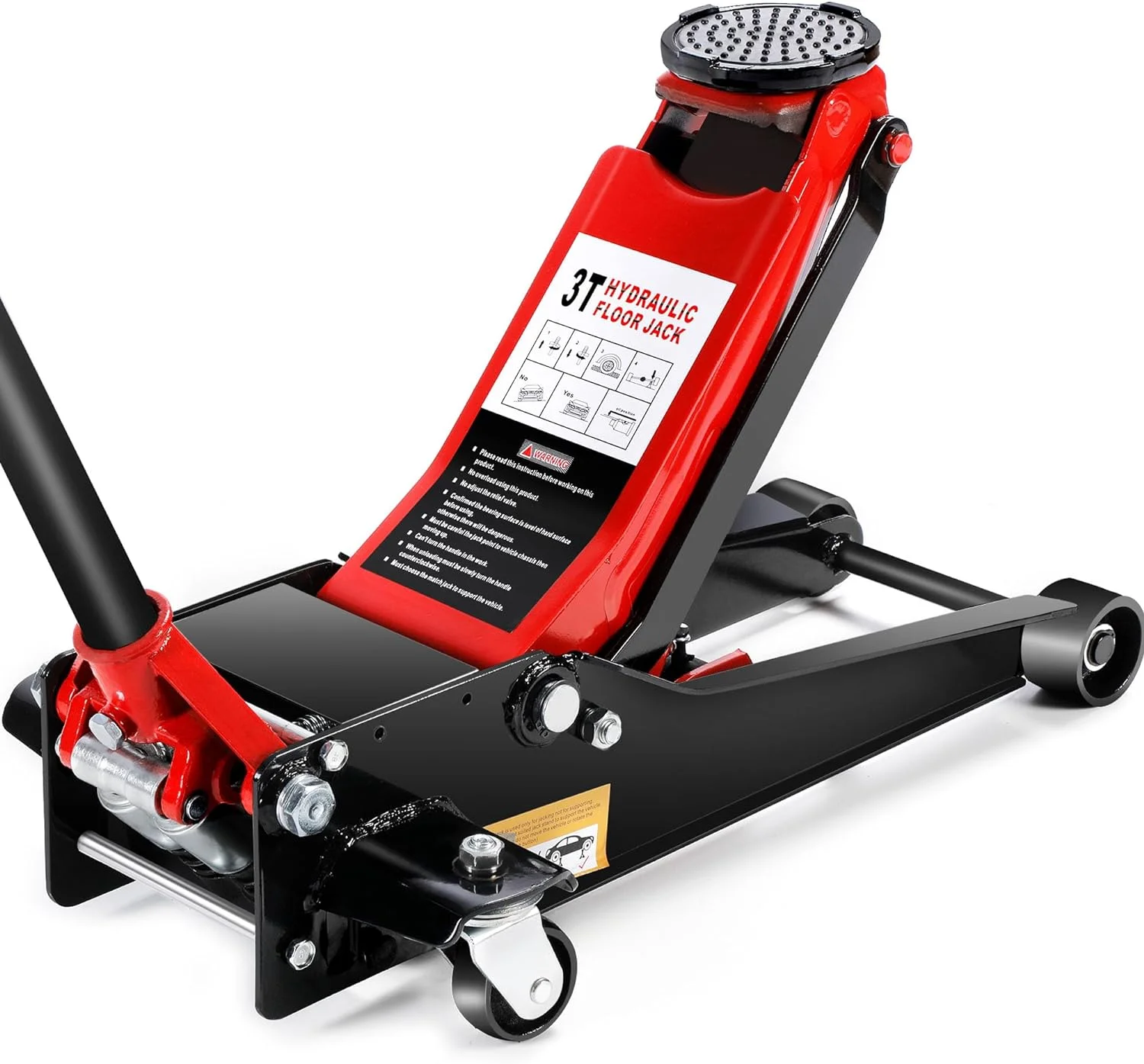 

Heavy Duty Steel Floor Jack 3 Ton Low Profile Hydraulic Jack with Dual Pistons Quick Lift Pump 6600 Lbs Capacity Car Jack