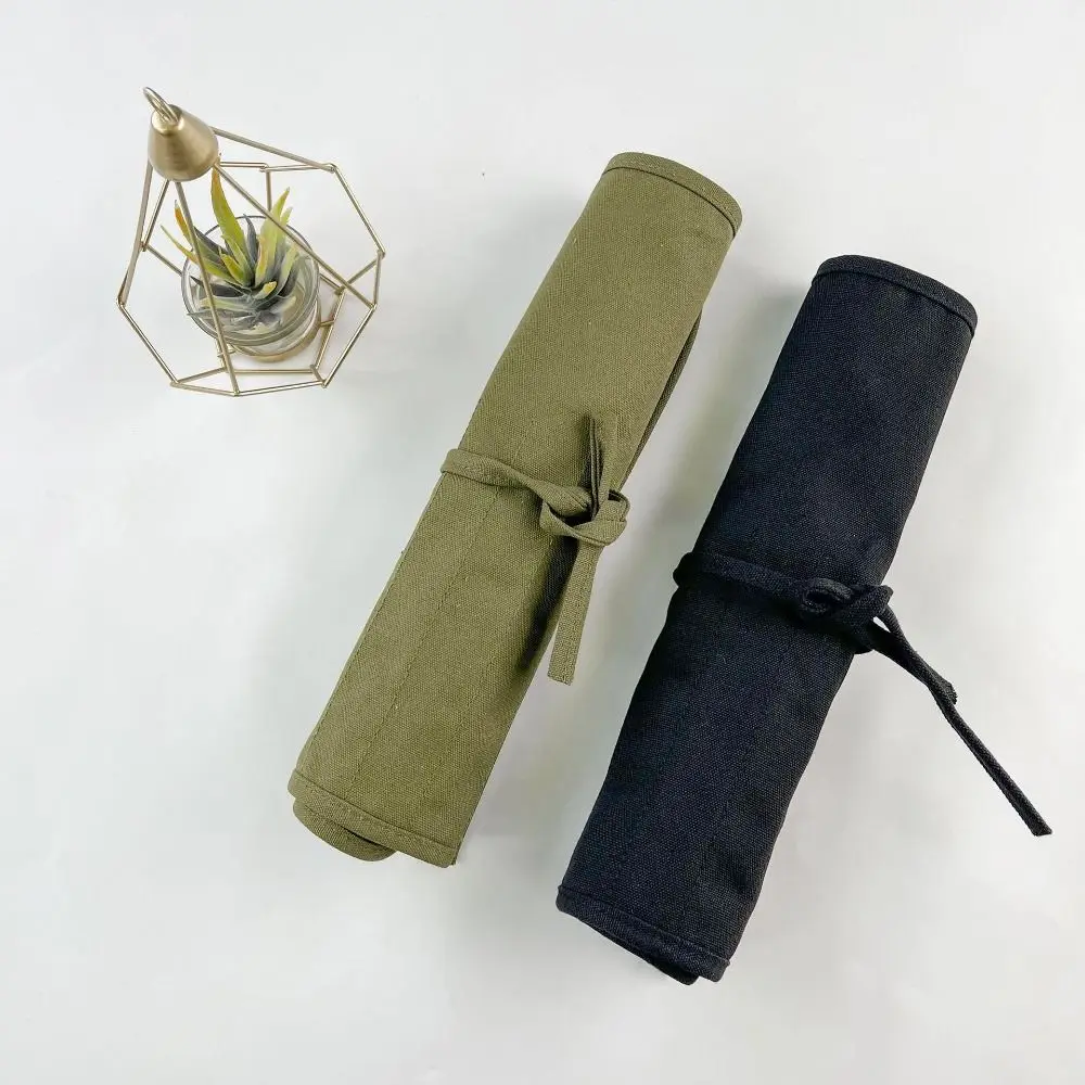 튼튼한 22슬롯 페인트 브러쉬 홀더 캔버스 분리형 파우치 롤업 펜 가방 40 X 35cm 휴대용 수채화 브러쉬 가방 여행용
