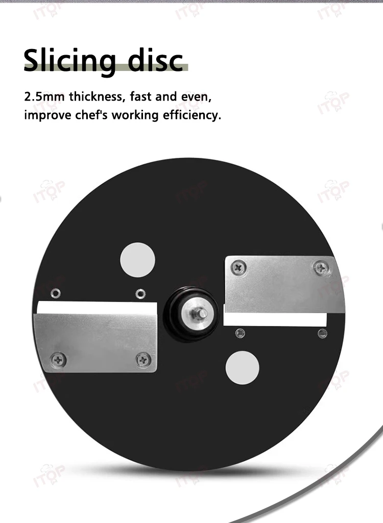 Description Picture 6 of itemITOP K8600 Multifunctional Vegetable Cutter Slicing Shredding Dicing Food Processor Commercial Vegetable Cutter with 3 Blade