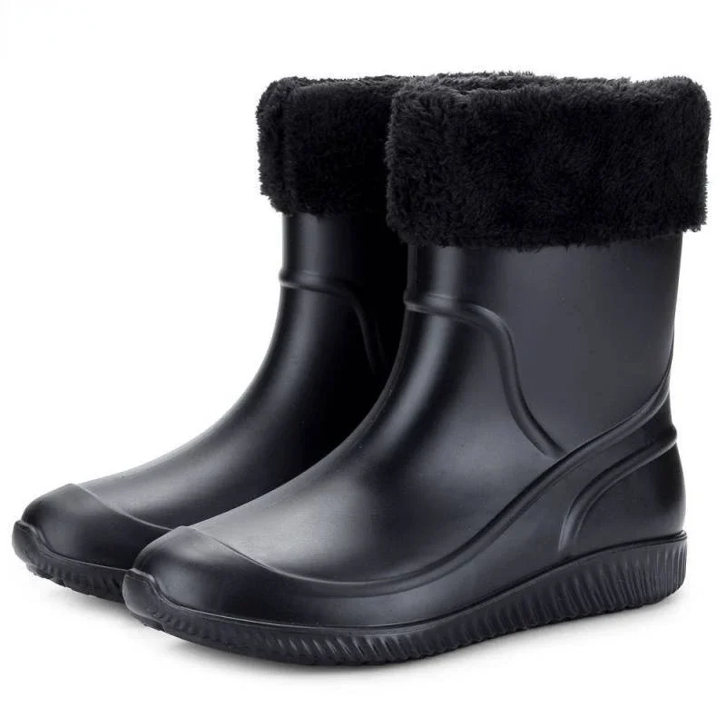 

High Quality Men Rain Boots Mid-calf Waterproof Work Boot Spring Fall Fishing Boots Men Keep Warm Winter Rain Shoes Botas Hombre