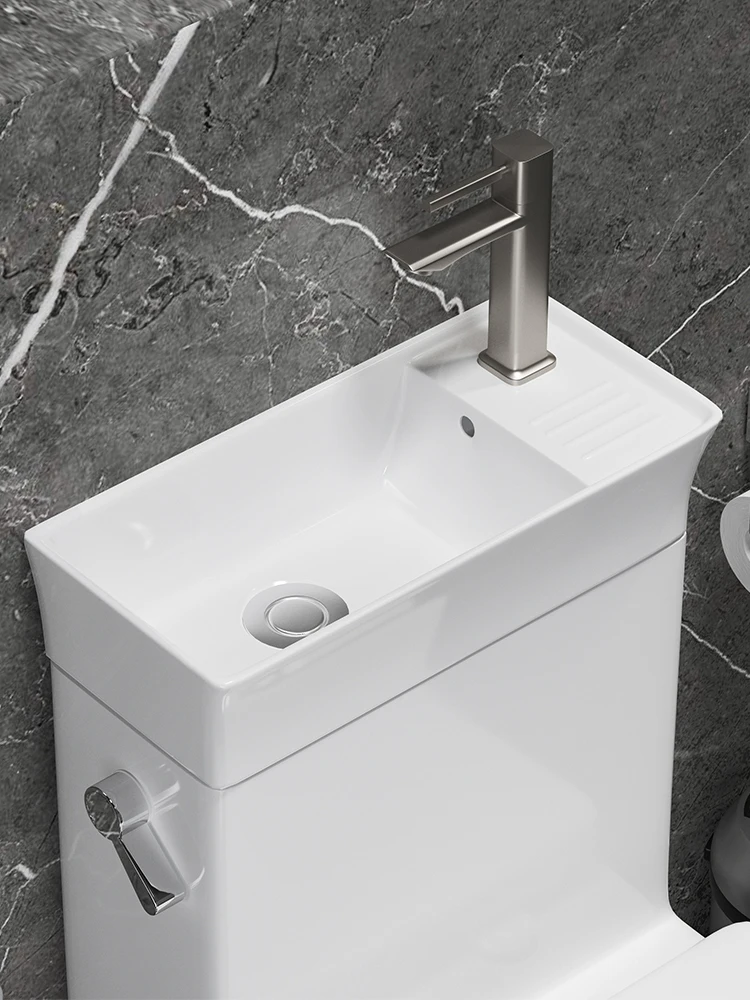 Household toilet with washbasin and faucet water-saving siphon integrated toilet