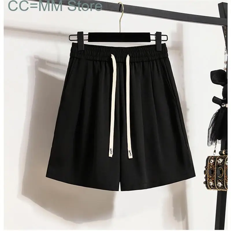 New Drawstring Shorts for Women Summer Korean Fashion High Waisted Baggy Shorts Office Ladies Solid Casual Shorts