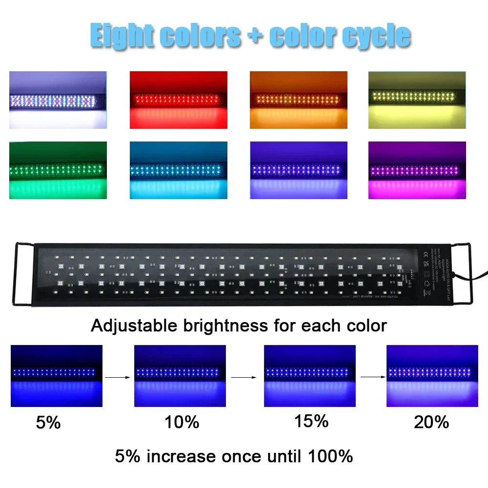 120cm Aquarium 24/7 Full Spectrum Lighting LED Light Fish Tank Decoration Plant Growth Dimmer Lamp 100V-240V IP68 Waterproof