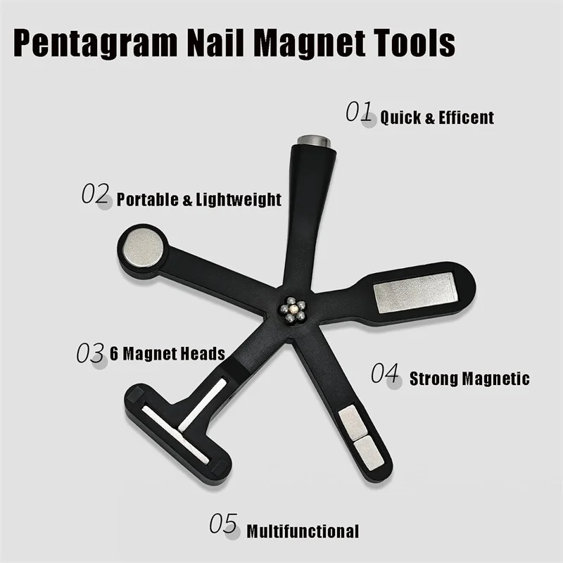 6 in 1 Nail Art Magnet Stick Cat Eye Gel Nail Polish Magnet with Silicone Protective Case 3D Strong Magnetic Cat Eye Tool