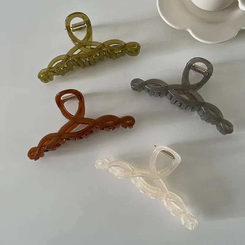 

Ruoshui New Barrettes Amber Transparent Hair Claws Crab Women Girls Hair Accessories Hairgrip Barrettes Headwear Ornaments