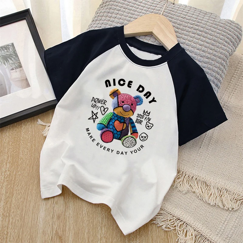 Summer Kids Clothes Streetwear Japan Style Cartoon Print T Shirt Short Sleeve Tops Tees Boys Clothes 100%Cotton Children Tees