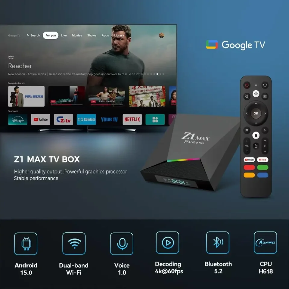 Z1 Max TV Box Android 15 iptv Allwinner H618 Quad Core 4G 5G Dual