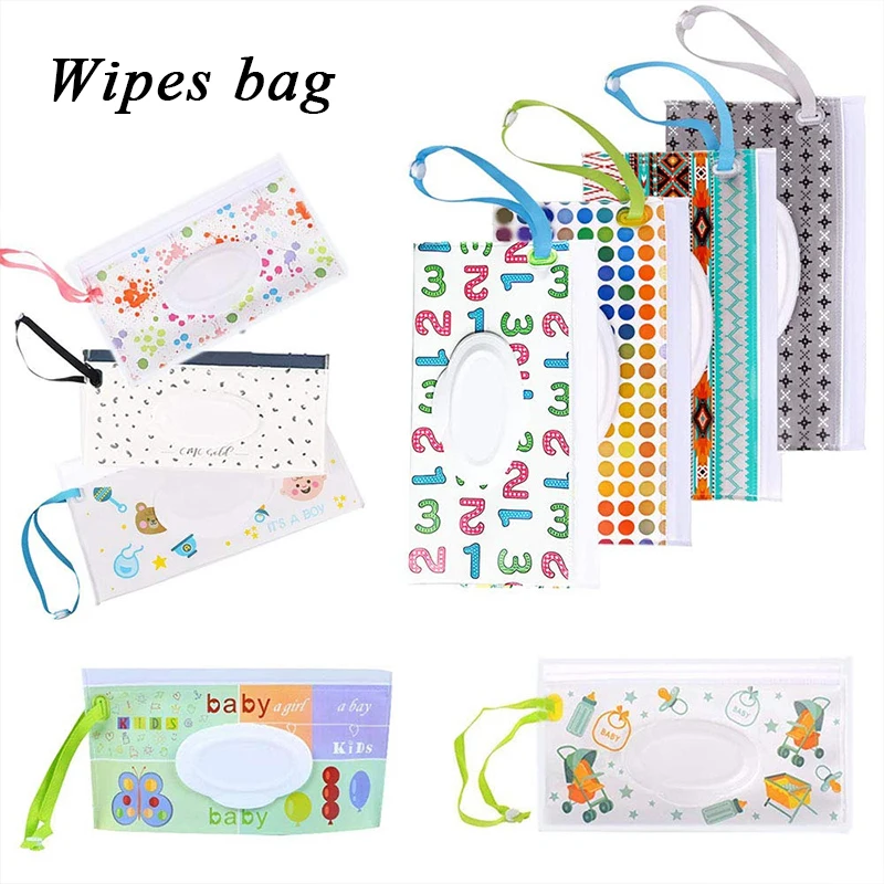 

EVA 1Pcs Cartoon Pattern Wet Wipe Bag Eco-friendly Infant Supplies Portable Wipes Container Cleaning Wipes Case Reusable