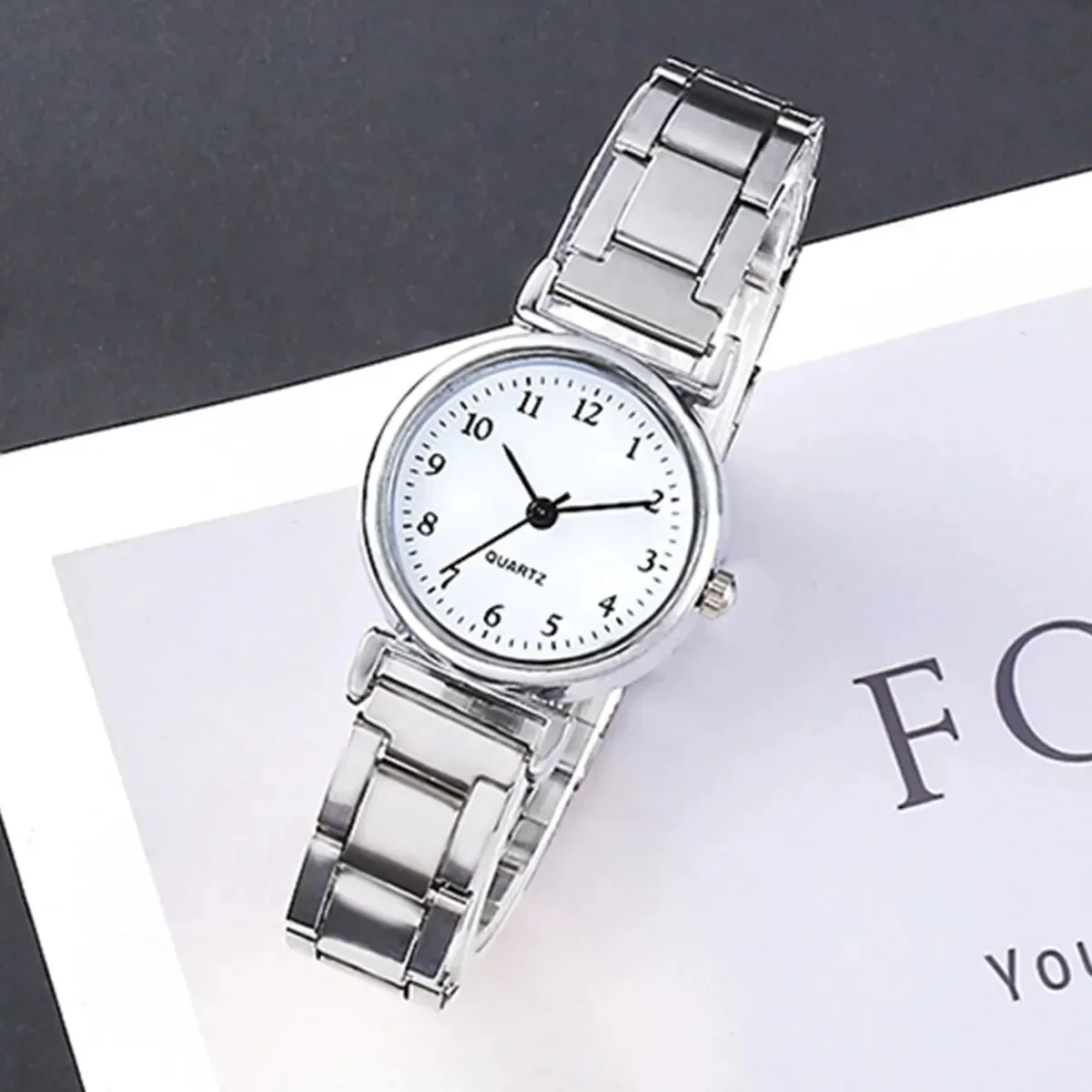 1Pcs Girls Cute Little Fresh Silver Digital Steel Quartz Watch Junior High School Girlfriends Birthday Christmas Gift 4