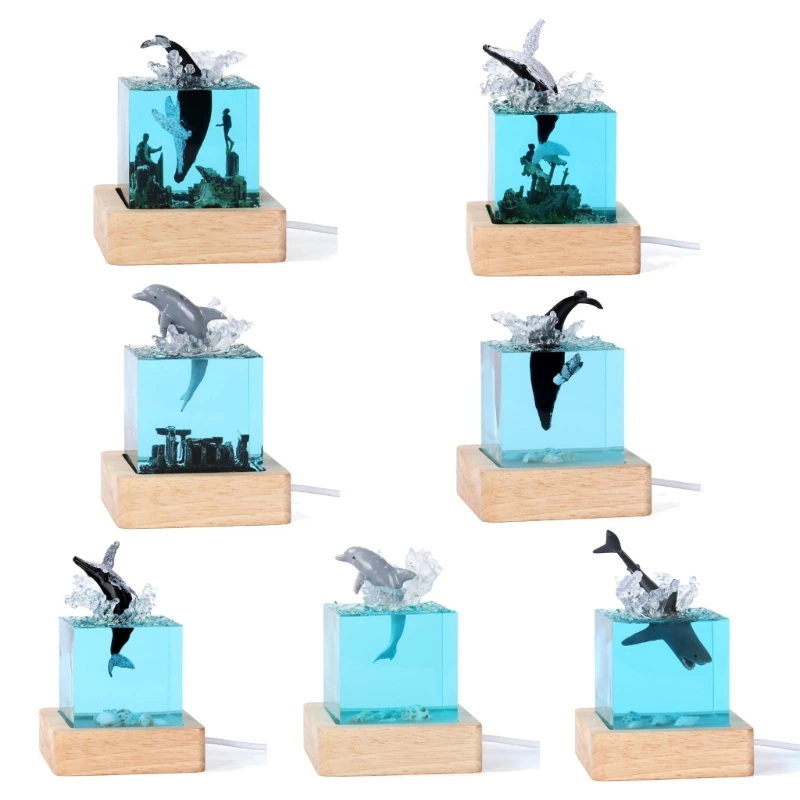 

Artistic Resin Lamp Whale Sculpture Desktop Ornament Small Light