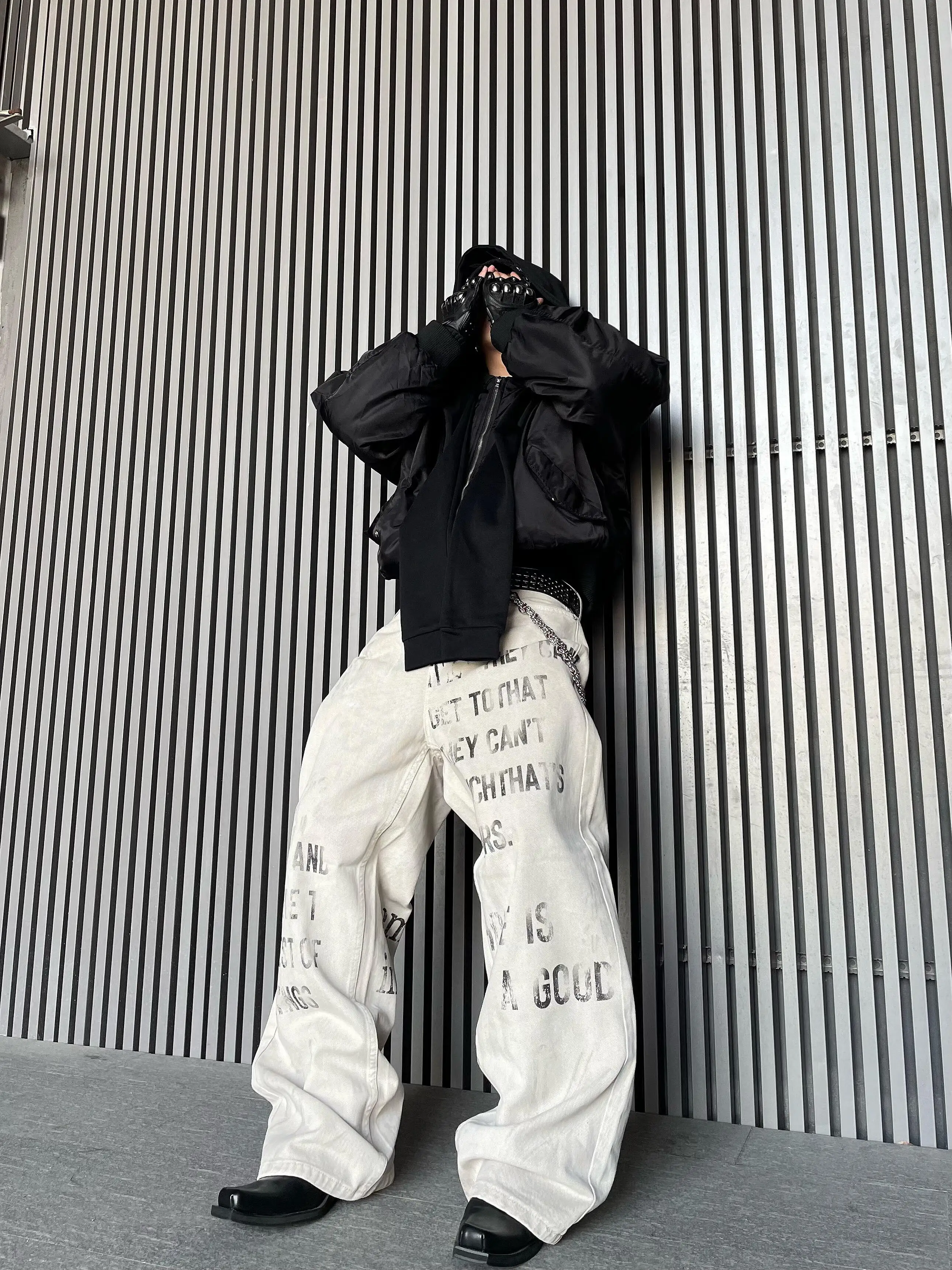 Women's Y2K Graffiti Apricot Wide Leg Jeans photo review