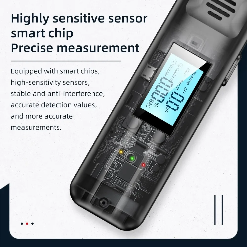 Non-Contact Breath Alcohol Tester with LCD Digital Display Alcohol Meter Accuracy Breathalyzer Diagnostic Tool Type C Charging