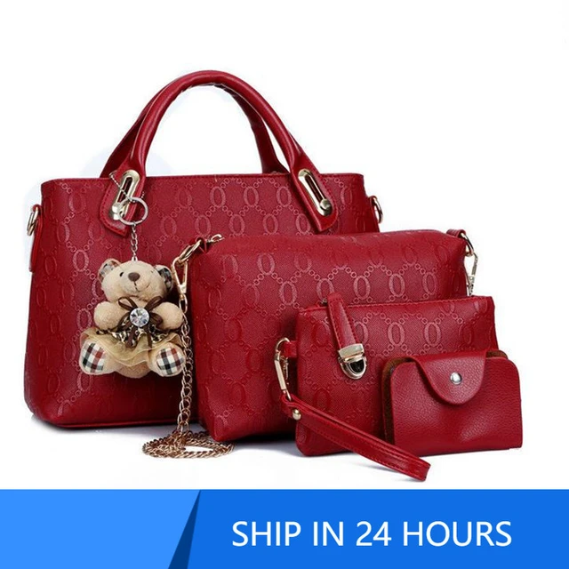 New 3pcs/Set High Quality Ladies Handbags Female PU Leather Shoulder  Messenger Bags Women Composite Bags Tote Bag bolsa feminina