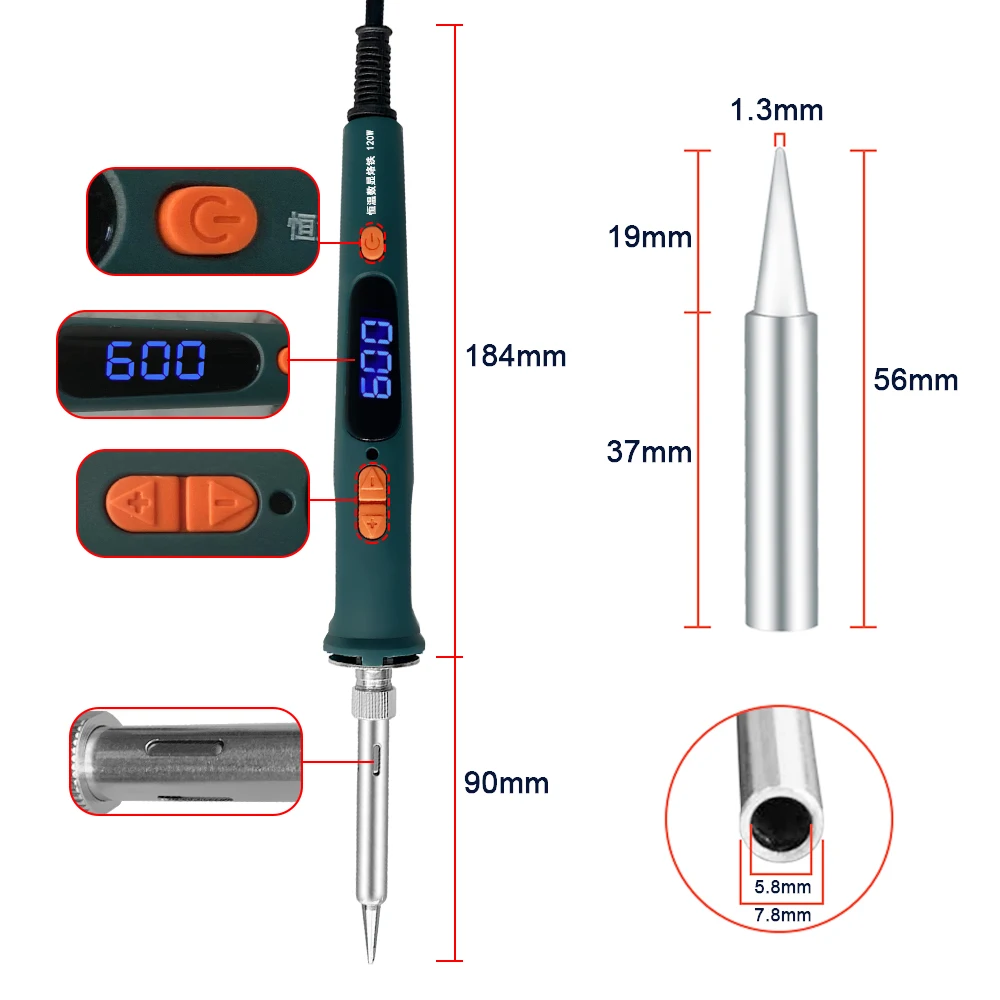 Soldering Iron 120W digital Repair Soldering Tool Set Dual Calibration Temperature 200-600C 907S