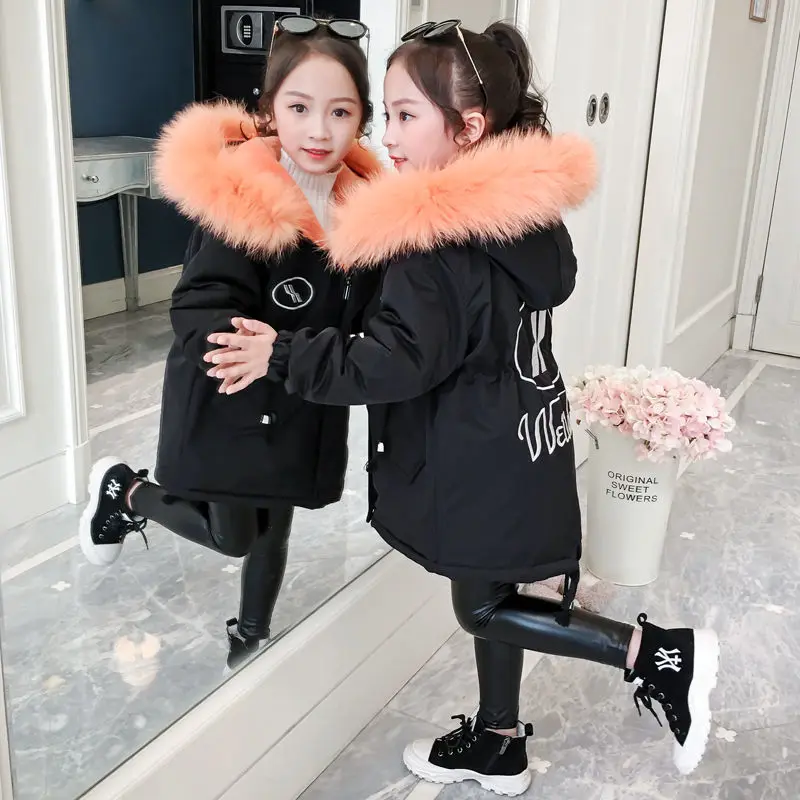 

Girls Baby's Coat Jacket 2022 Fuzzy Thicken Winter Outwear Plus Velvet Warm Cotton Fleece High Quality Children's Clothing 4-12T