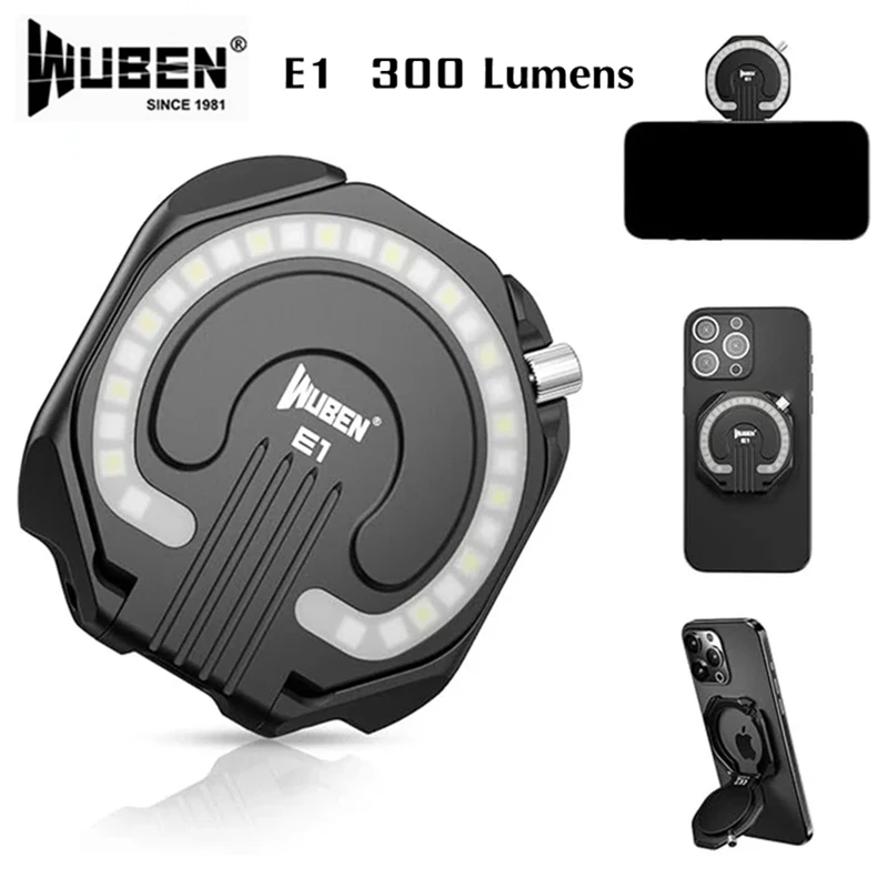 WUBEN E1 ポータブルライト 収納ケース付き WUBEN】【E1】WUBEN 超薄型ライト スマホスタンド(スマホリング