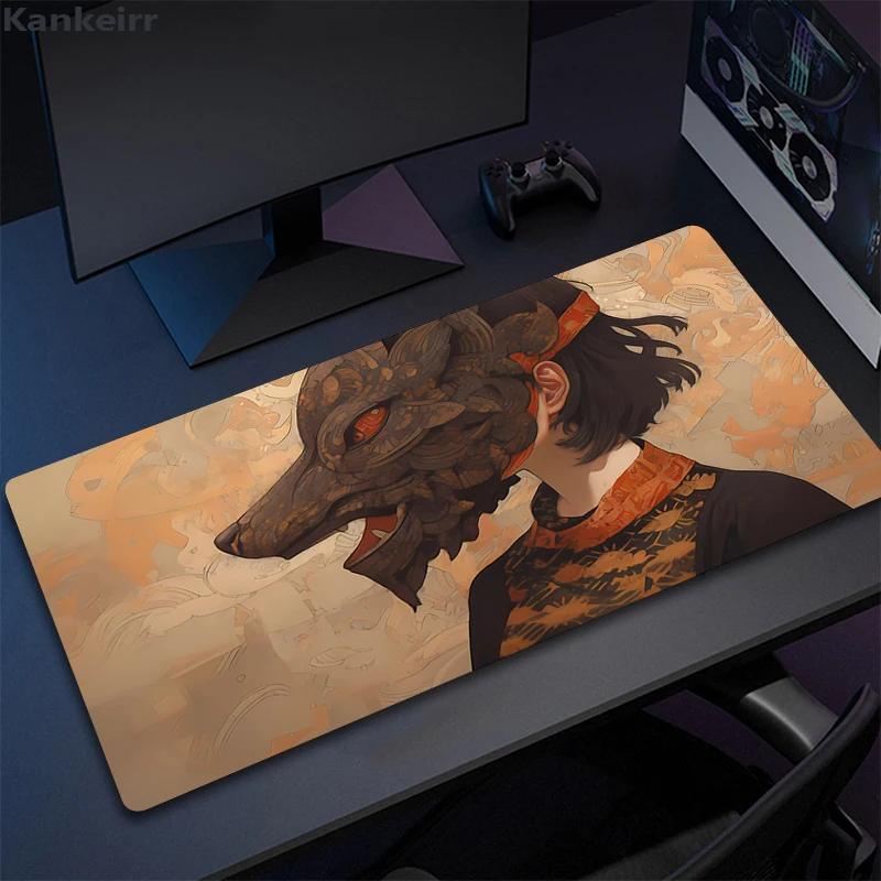 

Wolf Girl Anime Mouse Pad Computer Table Desk Mat Gaming Accessories Kawaii XXL Pc Desktop Protector Pad Cushion Gamer Cabinet
