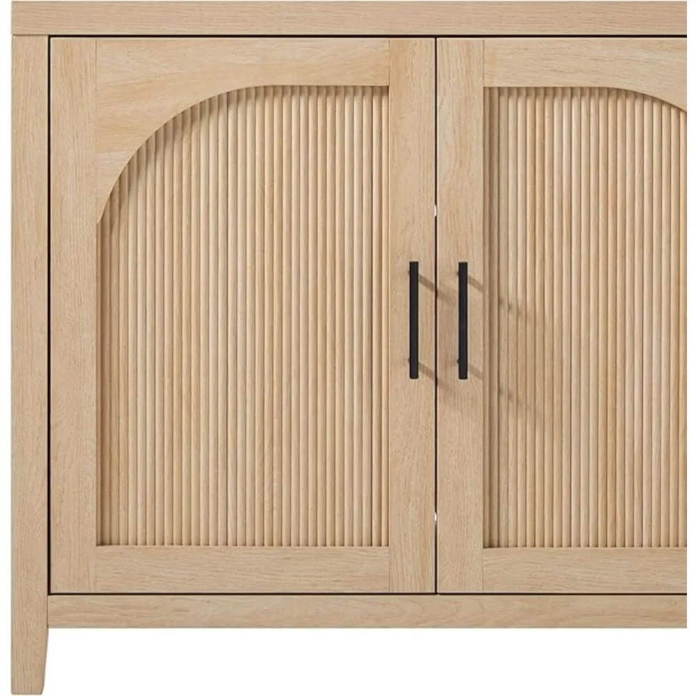 Modern 70" Reeded Sideboard, Credenza with Doors for Dining Room, Media and Game Storage, Buffet Cabinet with Cord Management 4